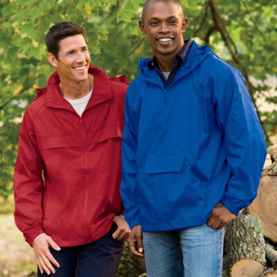 UltraClub Adult 1/4-Zip Hooded Pullover Pack-Away Jacket Thumbnail